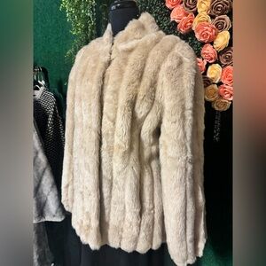 Elegant Cream Faux Fur Coat